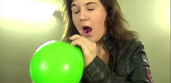  Blowing Bubble Gum Bubbles and Balloons While Masturbating